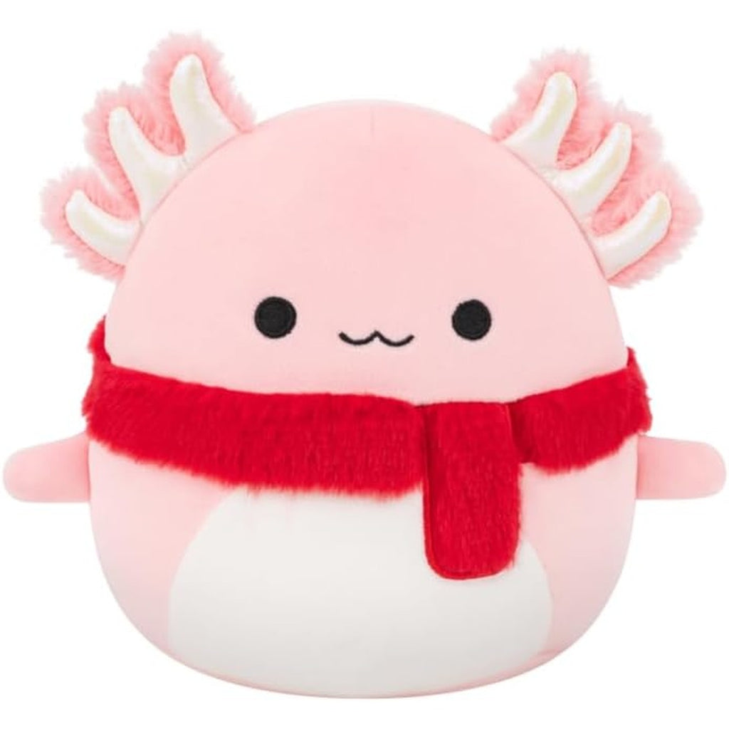 Squishmallows the Pink Axolotl with Fuzzy Scarf