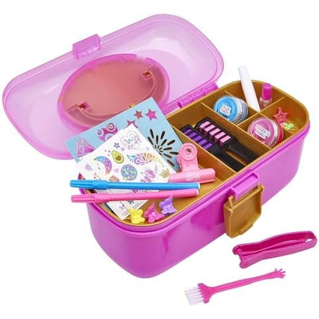 Shimmer N Sparkle 2-in-1 Hair & Body Creations Caddy, Complete Styling Kit with Hair Colors, Extensions, Tattoos, Chalk & Accessories, Portable Creativity Set for Kids Ages 8+