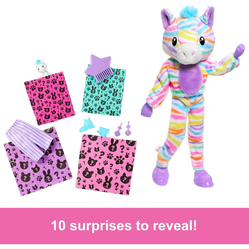 Barbie Cutie Reveal Doll & Accessories, Color Dream Series, Rainbow Zebra Costume & 10 Surprises Including Color Change