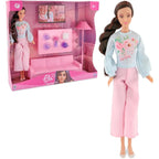 Fulla Fulla Doll with Living Room Set Includes Sofa, Cushions, Tea Cups, Lamp, Flowers and Phone & Cozy Room Playset for toy