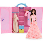 Fulla Doll with Dress-Up Closet, Mix-and-Match Outfits, Storage Compartments Pretend Play Fashion Wardrobe for Girls