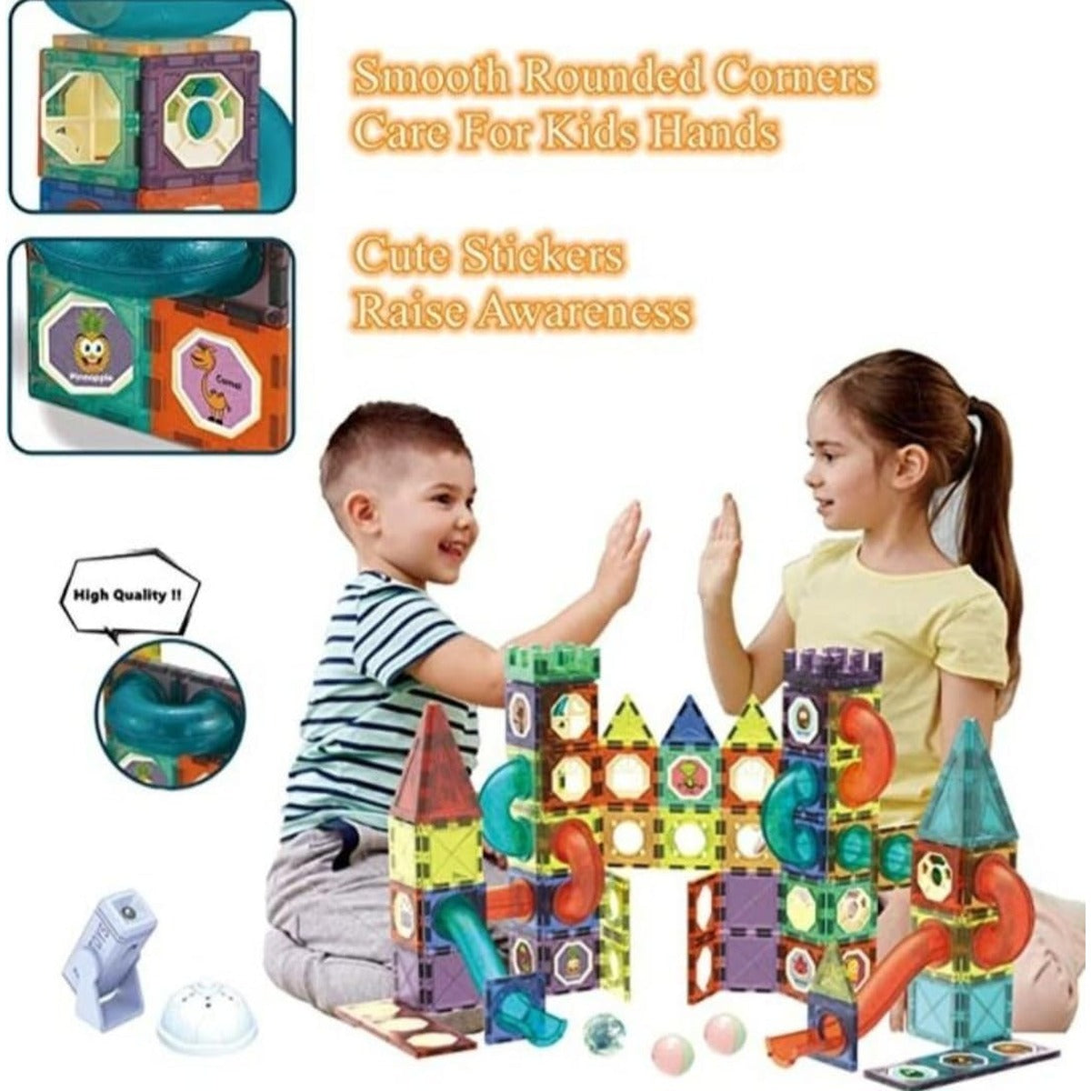 MEGA So - Colorful Magnetic Pipeline Building Block Set, 73 Pieces, Educational STEM Toy for Ages 3+