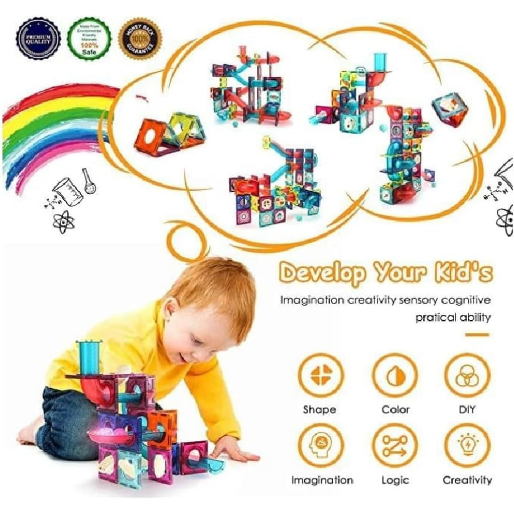 Colorful Magic Magnetic Pipeline Building Blocks, 97-Piece Educational STEM Construction Set, Ages 3+
