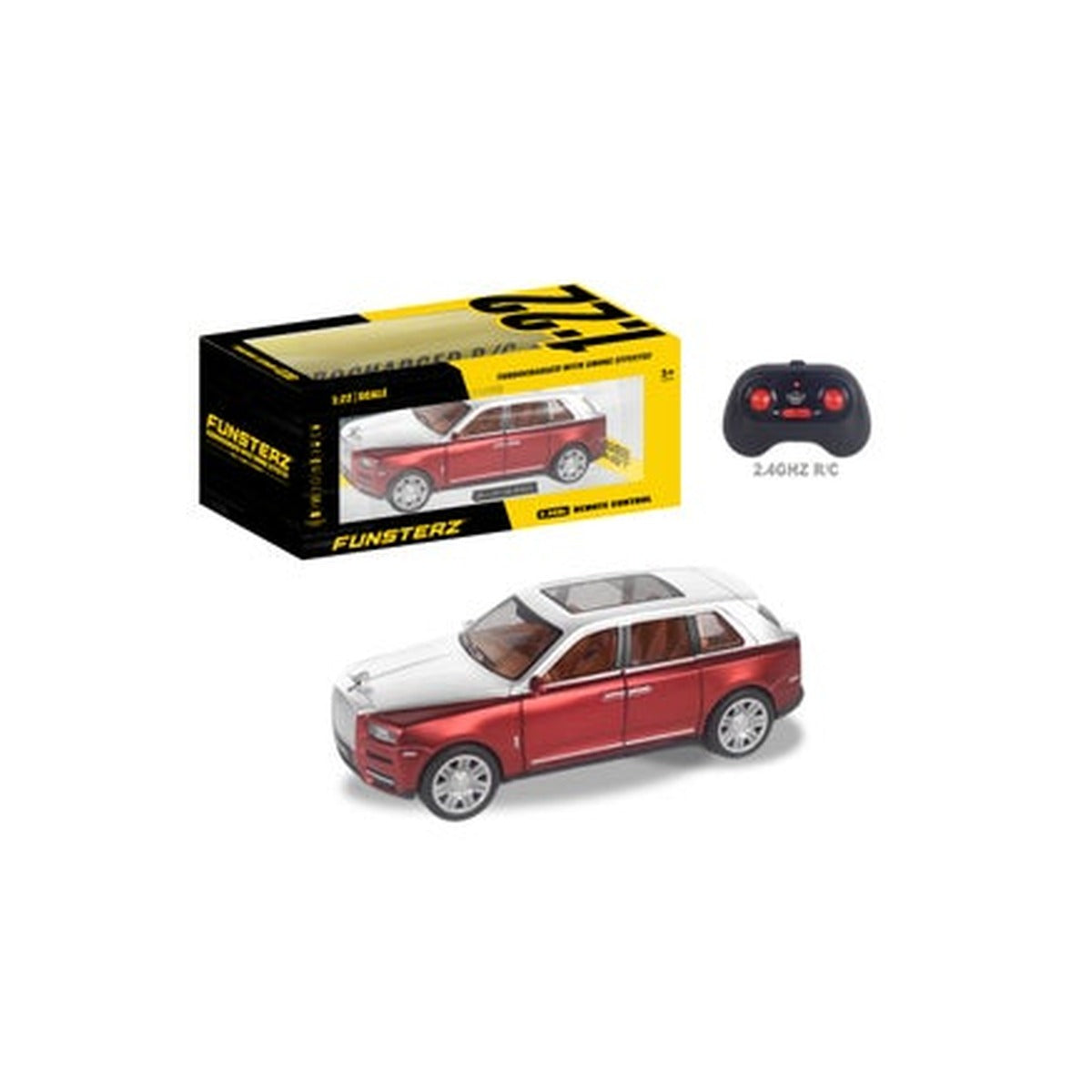 1:22 Scale Die-Cast RC Car Model with Sound, LED Lights, Spray Mist, Opening Doors - Rechargeable Remote Control Alloy Vehicle for Kids & Collectors