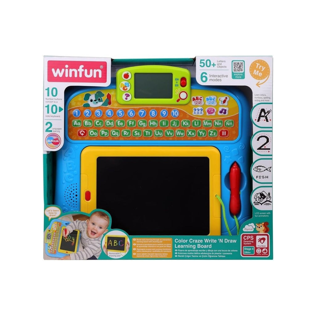Winfun Color Craze Write 'N Draw Learning Board 24M+ | Interactive Drawing & Writing Board for Toddlers | Educational Creative Learning Toy | Early Skills Development