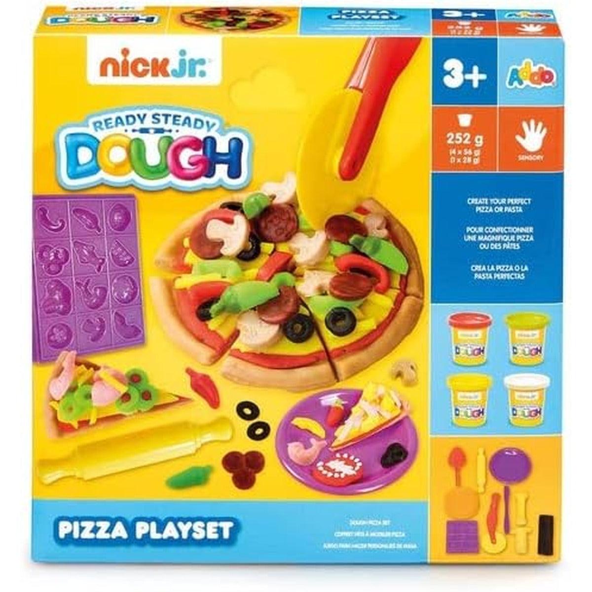 Addo Nick Junior Dough Pizza Playset 252g, Play Dough, Clay Toys, Moulding Arts & Craft, School Supply, Toys for Kids