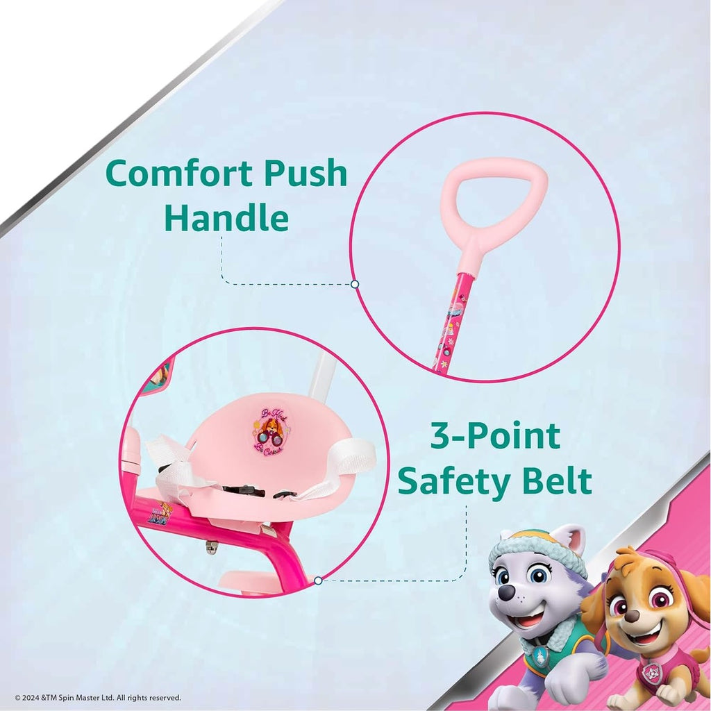 Spartan Trike 3Wheel Kids Tricycle Children Trike With Storage Box With Removable Parents Push Handle Bar Available in Disney, Marvel & Nickelodeon Licensors (Pink)