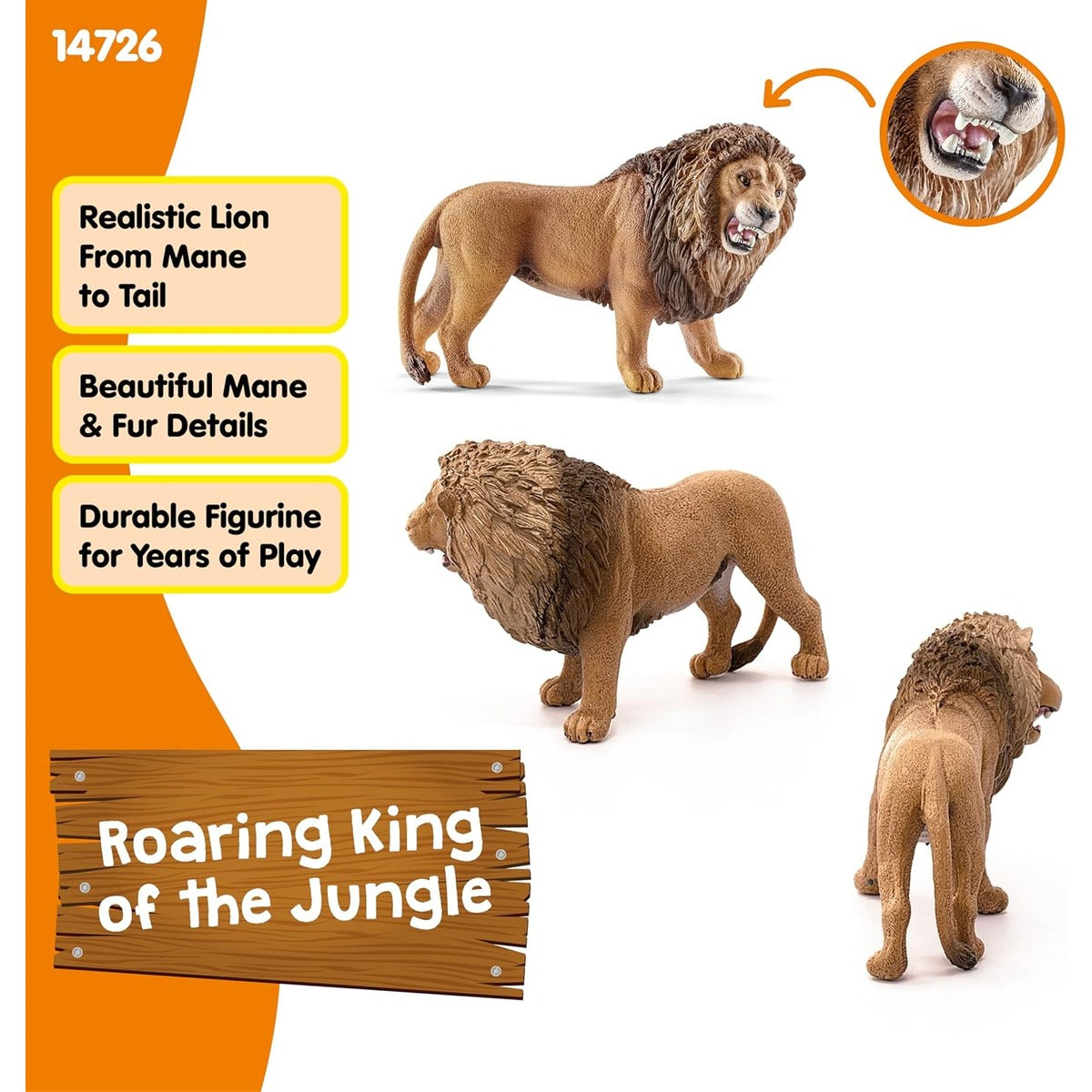 Schleich Wild Life, Animal Figurine, Animal Toys for Boys and Girls 3-8 Years Old, Roaring Lion, Ages 3+