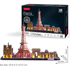 CubicFun 3D LED Puzzles City Line Paris 115 Pieces, Battery Operated, 1