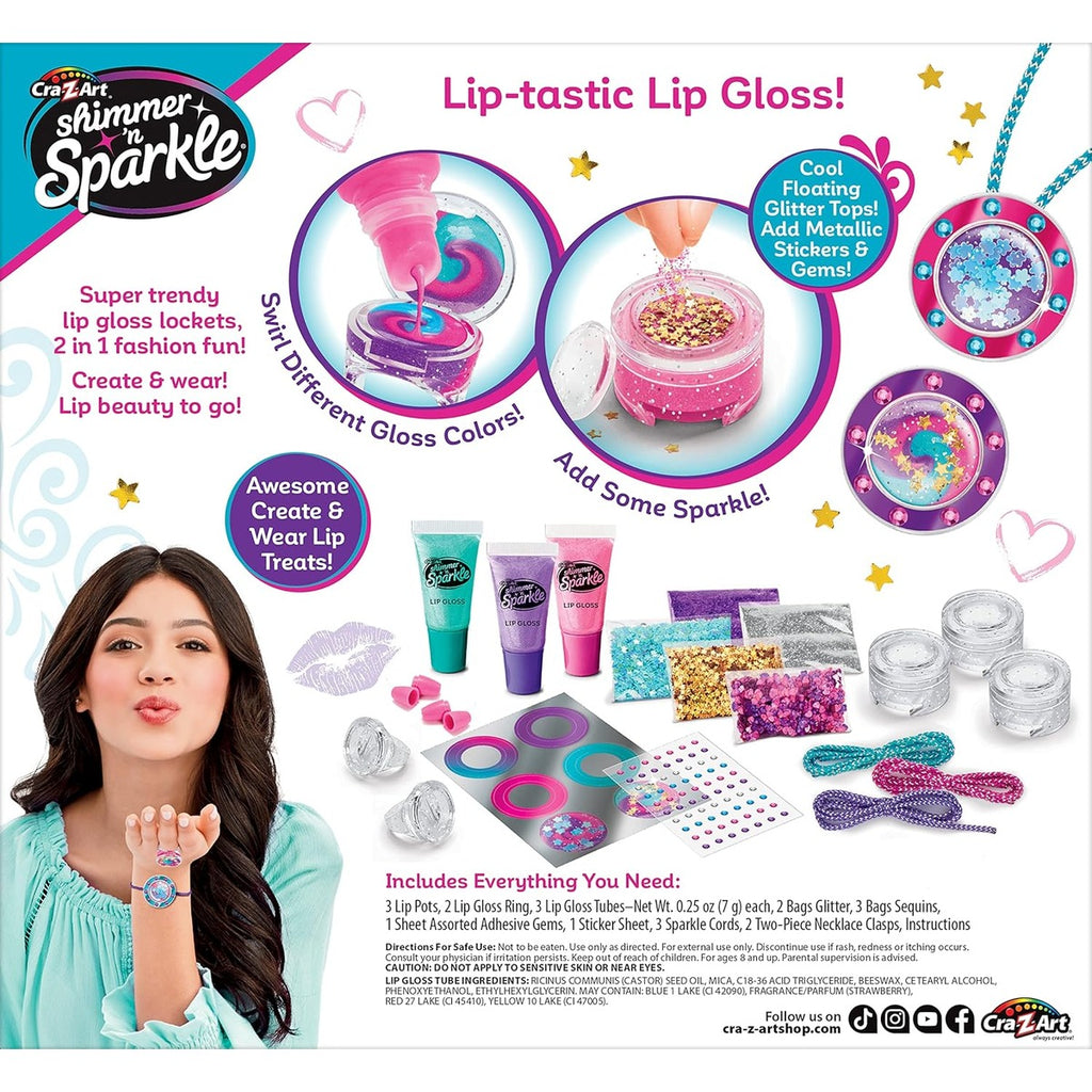 Shimmer 'n Sparkle Glitter & Gem Lip Gloss Lockets DIY Activity Set