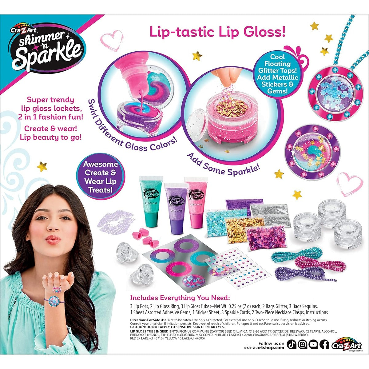 Shimmer 'n Sparkle Glitter & Gem Lip Gloss Lockets DIY Activity Set
