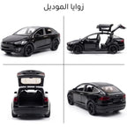 1:28 Scale Electric SUV Car Model Car with Open Up Rear Doors Special Display Base Light and Sound (Black)