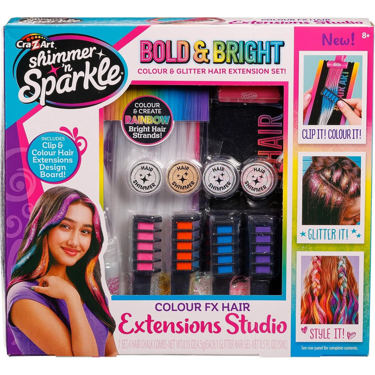 Shimmer N Sparkle Color FX Hair Extension Studio Kit with 4 Clip