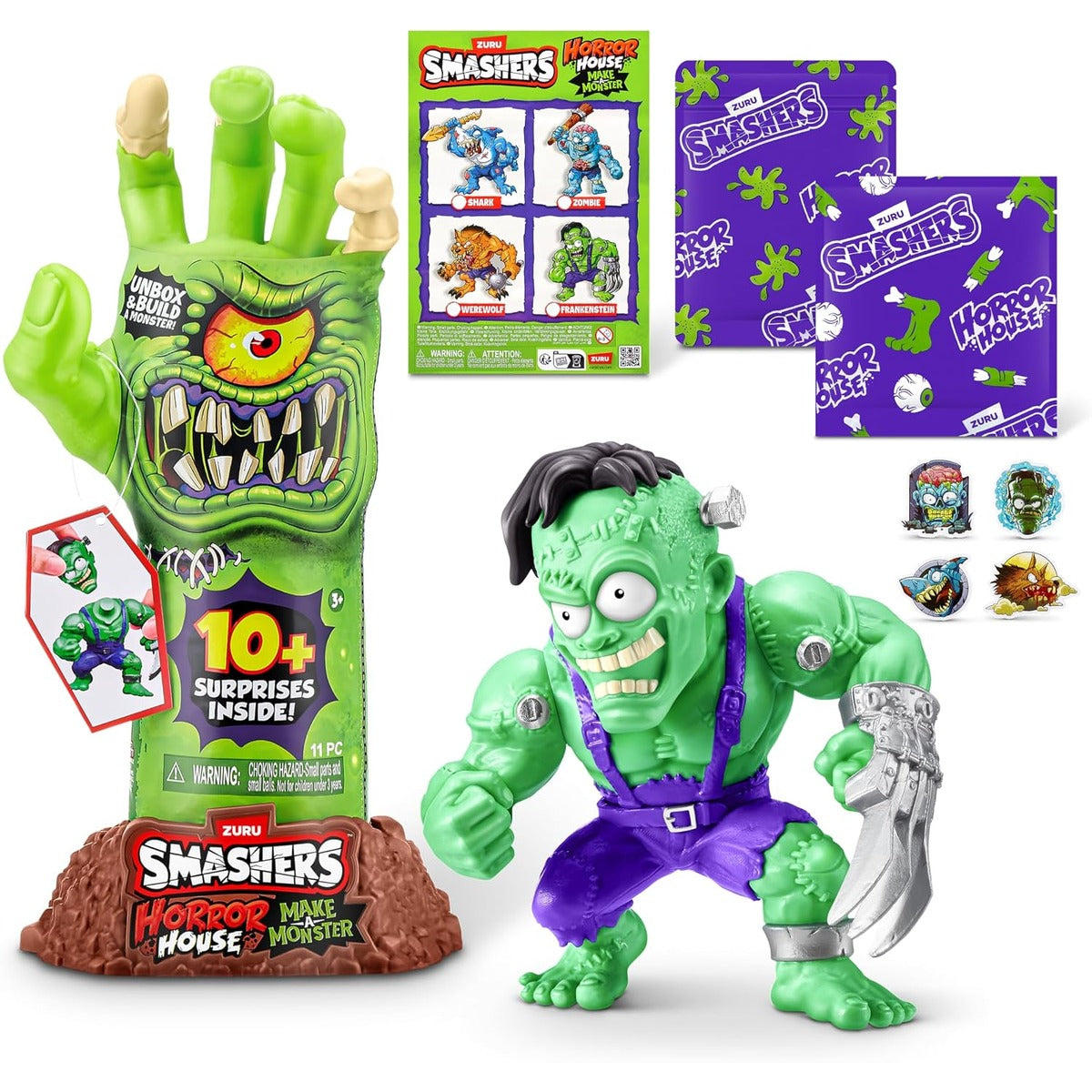 Smashers Horror House Dissect Skeleton Hand Playset with Over 10 Surprises, Build and Create Monster Figures, Slime