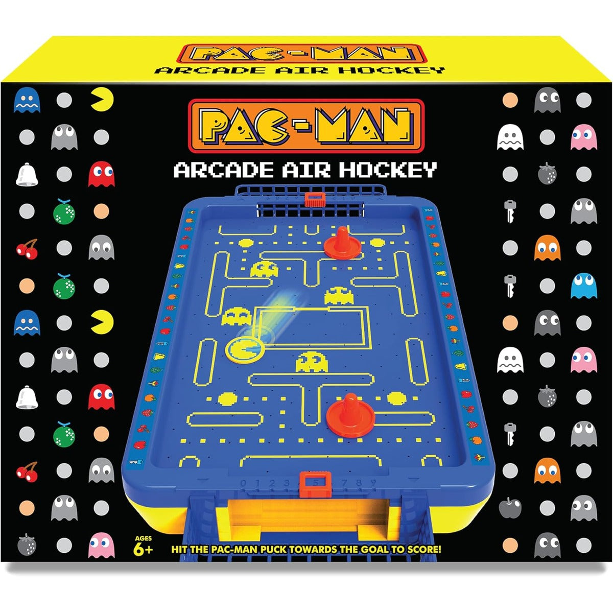 Merchant Ambassador PAC-Man Electronic Air Hockey Arcade 2 Player Game Table with Floating Puck - Official Sounds and Air Sur
