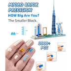 Spindoo Skylines Series Dubai Skyline Micro Mini Building Blocks Set - 3000+ Pcs Mini Architecture Model Kit for Adults & Kids 6+ | Realistic Dubai City Building Toy | Premium Gift & Display Décor
