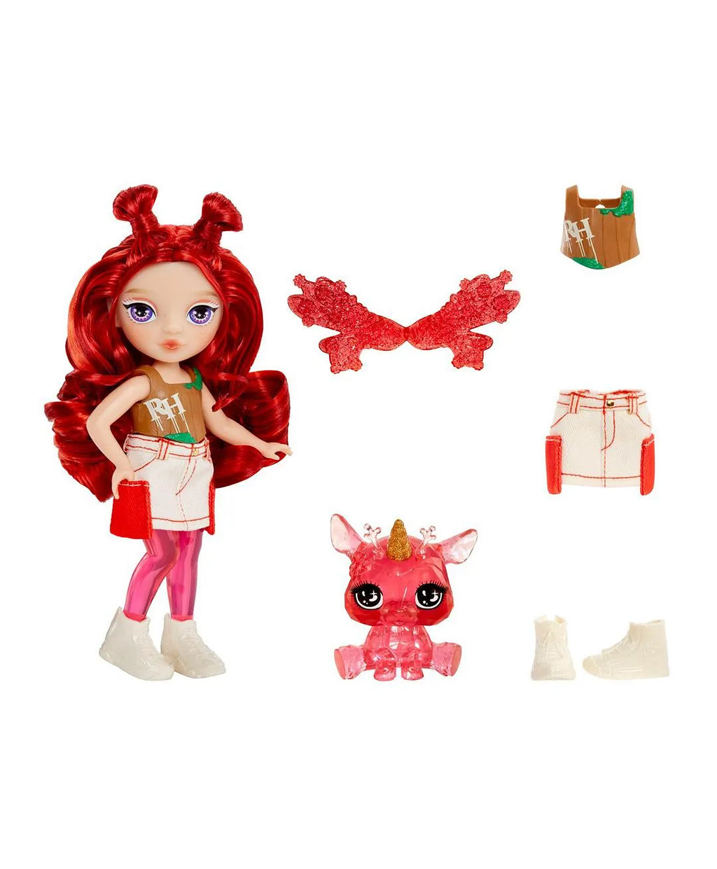Rainbow High Littles Rainbow Fantasy Fairies Apple Poseable Fashion Doll, Brushable Hair